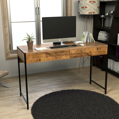 Computer Desk Wood Desktop Writing Table Study Workstation 2 Drawers Home Office