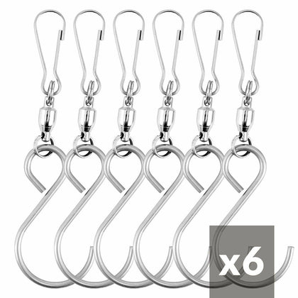Pack Of 6 Heavy Duty Hanging Stainless Steel S Shaped Swivel Hook Clips Garden