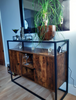 Industrial Style Cupboard Cabinet Tempered Glass Sideboard Rustic Shelf Storage