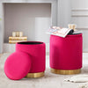 HEIDI VELVET STORAGE POUFFE FOOTREST ROUND OTTOMAN VANITY DRESSING SEAT STOOL