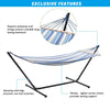 Swinging Hammock with Steel Stand Frame Garden Camping Outdoor Patio Blue UK