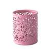 Hollow Rose Flower Cosmetic Metal Pen Pencil Pot Holder Stationery Organizer