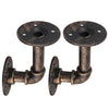 2PCS Pipe Shelf Brackets Industrial Iron Rustic Shelves Wall Floating Supports