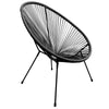 String Moon Chairs & 50cm Round Glass Table Steel Tube Frame Legs Indoor Outdoor
