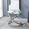 Round Glass Coffee Side Table End Sofa Living Room Chrome Base Bedside Furniture