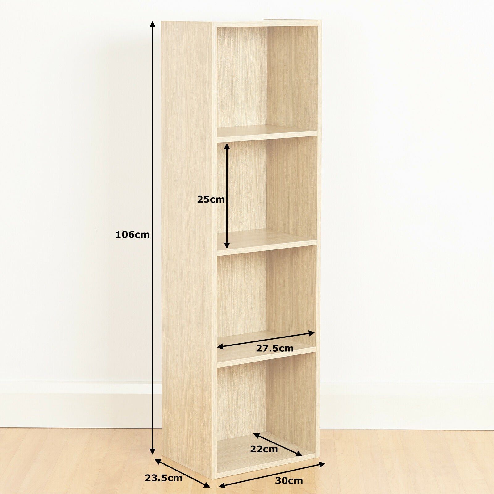 SALE 4 Tier Wooden Oak Cube Bookcase Storage Display Unit Modular Shelving #626