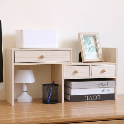 Desktop Bookcase Desk Tidy Storage Rack Organizer Book Display Cabinet 3 Drawers