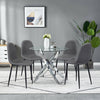 Clear Glass Dining Table and 4 Chairs Set PU Leather Cross Leg Kitchen Furniture