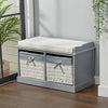 Wooden Wicker Storage Shoe Bench Hallway Ottoman Footstool Cabinet Basket Drawer