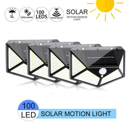4X100LED Solar Power PIR Motion Sensor Wall Lights Outdoor Garden Security Lamp