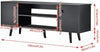 Living Room TV Stand Cabinet Black with 2 Doors and Storage Shelves, 47 inches W