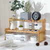 Home Office Desk Storage Rack Wooden Slat Succulent Plant Stand Organizer Shelf