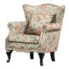 Occasional High Back Wing Floral Fabric Armchair Queen Metallic Rivet Chair Sofa
