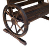 Wooden Cart Wagon Wheel 2 Seater Garden Bench Outdoor Armrest Chair