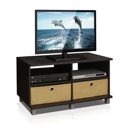 Furinno Andrey Entertainment Center with Bin Drawers, Espresso/Brown