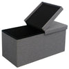 Extra Large Folding Ottoman Storage Seat in Grey Linen. 80 L storage capacity.