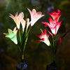 2Pcs 4 LED Solar Power Lily Flower Stake Lights Outdoor Garden Decor Patio Lamp