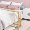 C-Shaped Sofa Side Table Golden Metal Frame End Coffee/Snack Table Living Room