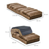 Lounge Sofa Bed Folding Adjustable Floor Lounger SleeperChair w/Pillow, Brown