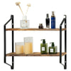 Ajustable Length Floating Shelves Wall Mount Unit with Timber Board Metal Frame