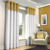 Mustard Eyelet Curtain Pairs Yellow Ochre Ring Top Lined Ready Made Curtains