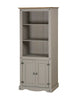 Corona Bookcase Grey Wax 2 Door Display Cabinet Solid Pine