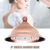 Luxury Elegant Rose Gold Round Brass Shower Spray Head 8 inch Bathroom Rainfall