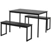 3PCS Dining Table and 2 Benches Set Kitchen Furniture Space-Saving Table Chairs