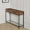 2 Drawers Console Table Wood Tabletop Drawer Glass Shelf Hall Side Storage Stand