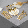 24pcs Cutlery Sets Luxury Copper Spoon Fork Teaspoon Kitchen Dining Flatware Kit