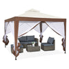 Mondeer Garden Gazebo Pivillion Shelter 3M*3M 4 Sides Double Layer Canopy Beige