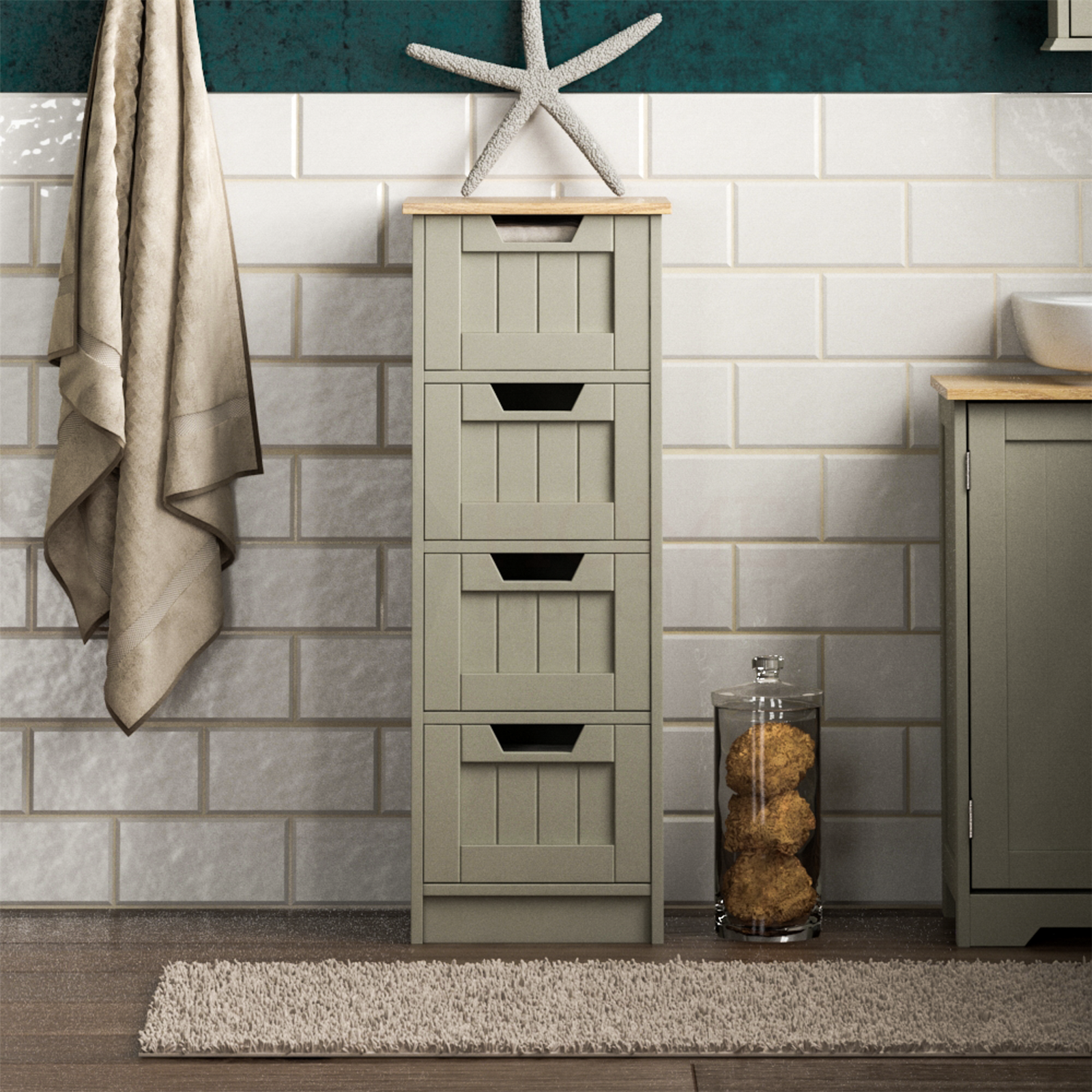 Priano Bathroom Sink Cabinet Under Basin Unit Cupboard Storage