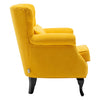 Yellow Linen Fabric Wing Back Armchair Button Studded Sofa Accent Cushion Chair