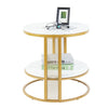 2Tier Large Coffee Table Mable Effect Smooth Edge Gold Wire Decorative End Table