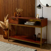 Spinningfield Console Table | Solid Mango Wood Hall Table w/ Brass Accents