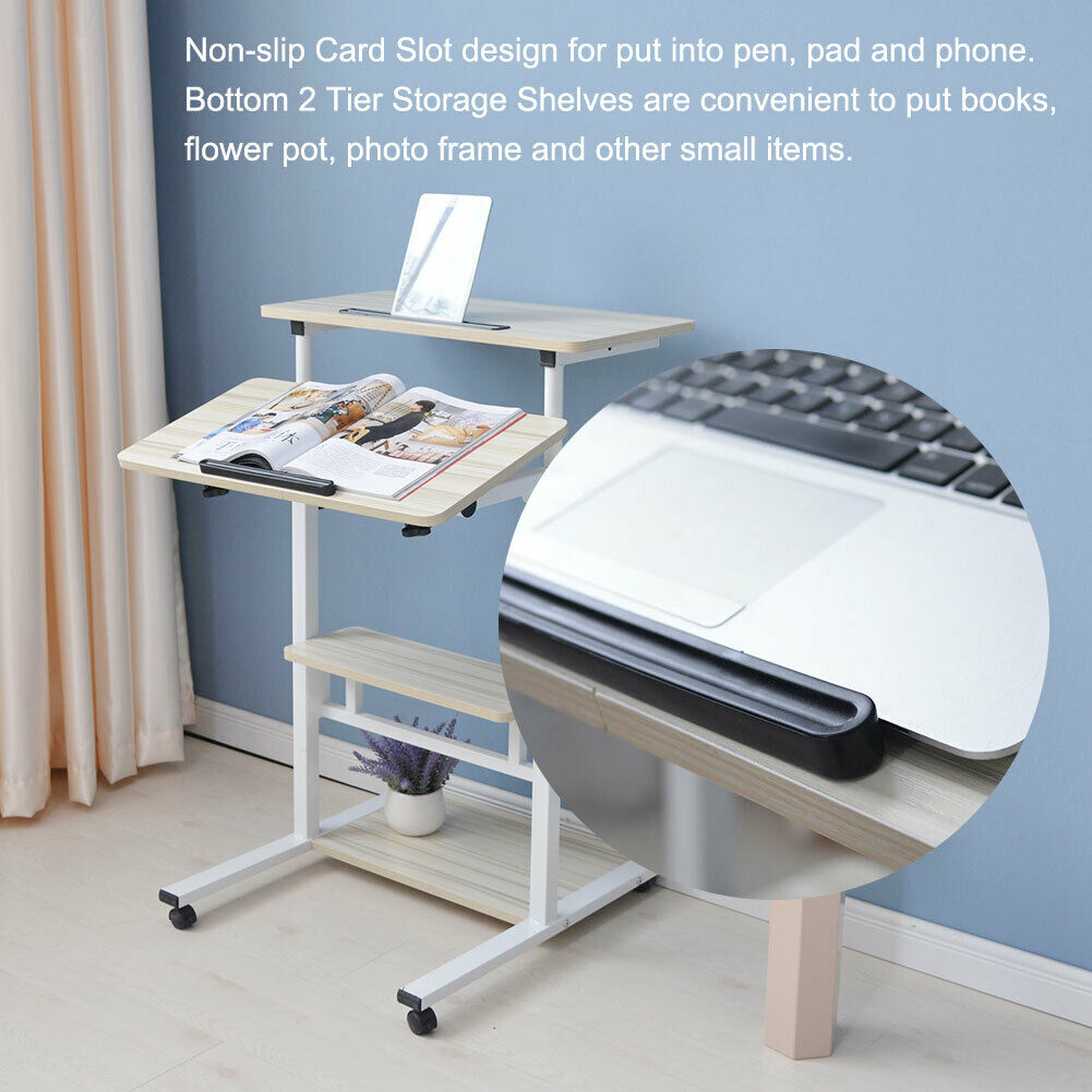 Height Adjustable Computer Desk Standing Laptop Table Movable Home Stu ...