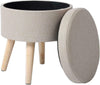 Luxury Padded Wooden Footstool Ottoman Square Round Pouffe Stool Wooden 4 Legs