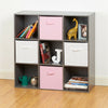 Grey 9 Cube Storage Unit White & Pink Boxes Children/Kids Bedroom Toy Basket/Box