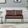 Deep Brown Faux Leather Sofa Armchairs Couches Industrial Living Room 2 Seater