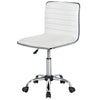 White Office Chair Computer Armless Desk Chair Swivel Task Chair PU Leather