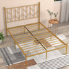 4FT6 Double Metal Bed Frame Heavy-duty Slatted Platform Bed with Headboard