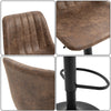 Set Of 2 PU Leather Retro Tub Bar Stools w/ Metal Frame Footrest Home Seat Brown