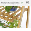 Height Adjustable Wooden Plant Stand Flower Pots Ladder Shelf with Hanging Rack