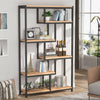 Open Bookshelf Rustic Industrial Style Shelves Wood and Metal Bookcase Furniture