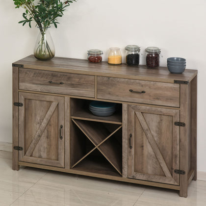 Freestanding Rustic Side Storage Cabinet w/ Drawers Cupboards Wine Holder