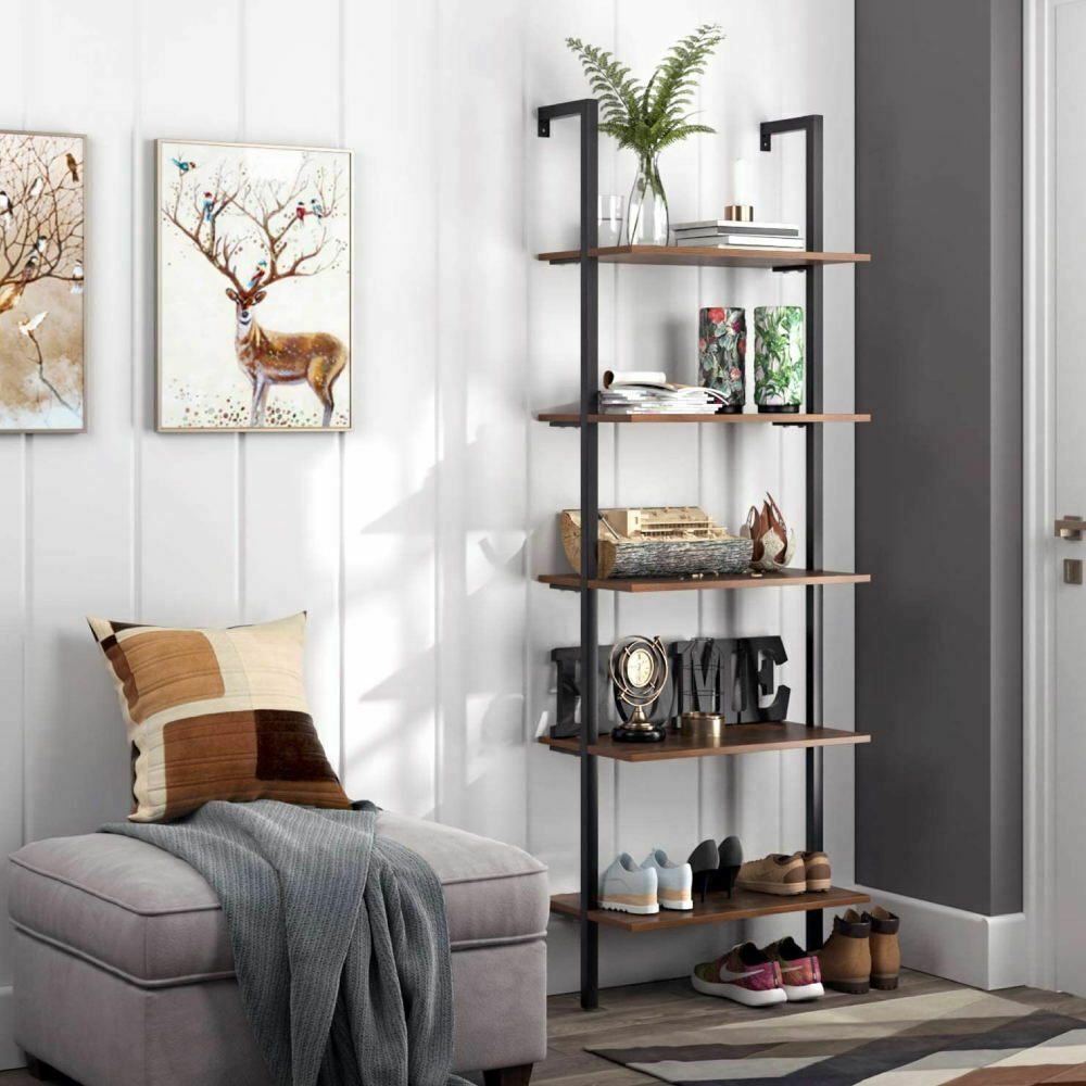 5 Tier Ladder Shelf Shelving Unit DIY Plant Display Stand Book Wall Rack Storage
