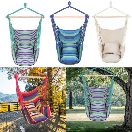 Large Garden Hammock Rope Chair Hanging Swing Seat Outdoor/Indoor 4 Colors Comfy