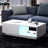 High Gloss Coffee Table With Storage Drawers RGB LED Modern Living Room Wooden