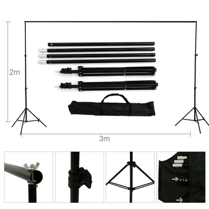 10Ft Heavy Duty Adjustable Photography Background Support Stand Kits + Carry Bag