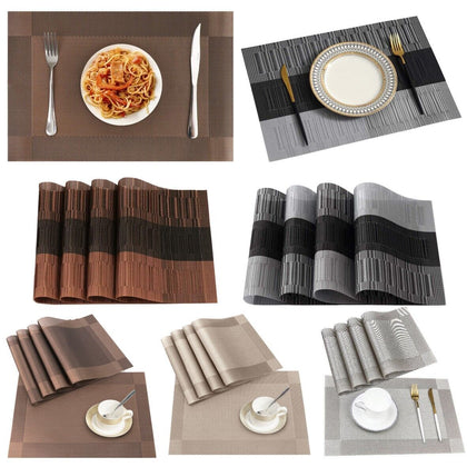 Set of 12 Placemats Washable Woven PVC Table Mats for Dining Kitchen Table